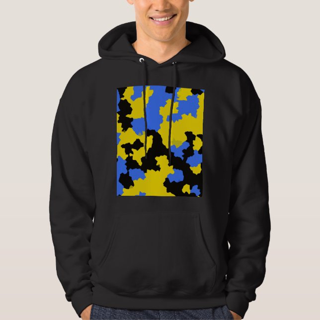 Yellow Blue Black Abstract Design Hoodie (Vorderseite)