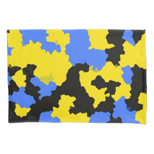 Yellow Blue Black Abstract Design Kissenbezug