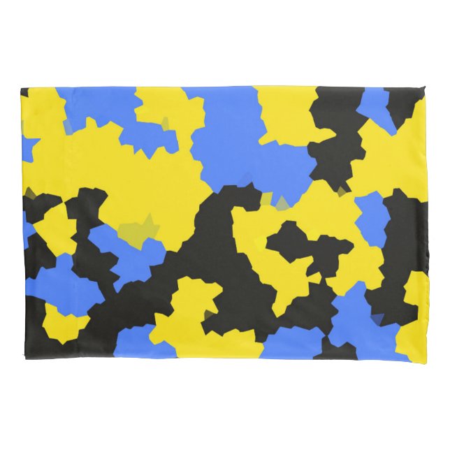 Yellow Blue Black Abstract Design Kissenbezug (Vorderseite)