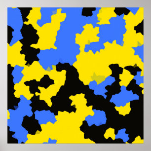 Yellow Blue Black Abstract Design Poster