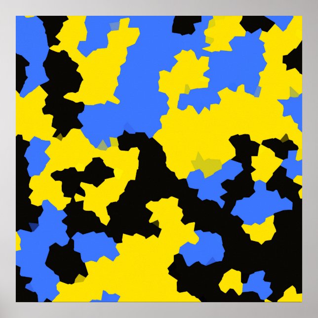 Yellow Blue Black Abstract Design Poster (Vorne)