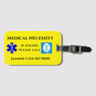 Yellow Blue Black Text CPAP Gepäckanhänger