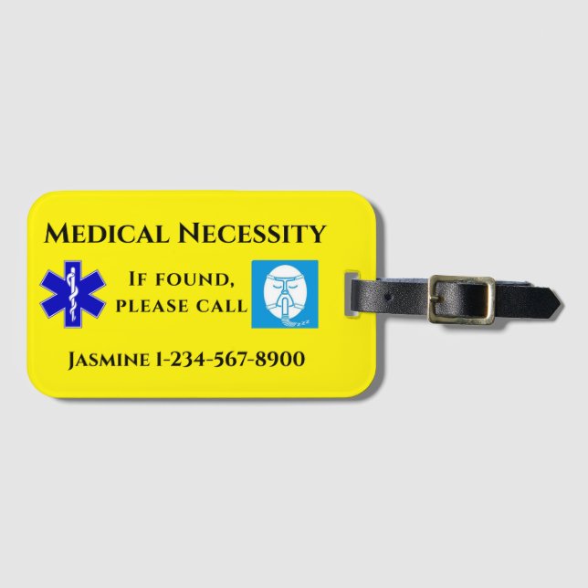 Yellow Blue Black Text CPAP Gepäckanhänger (Vorderseite (Horizontal))