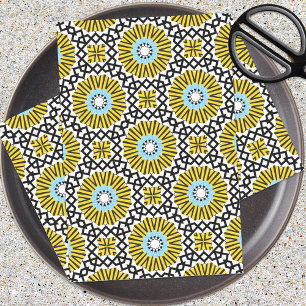 Yellow Blue Black & White Mosaic Geometric Pattern Seidenpapier