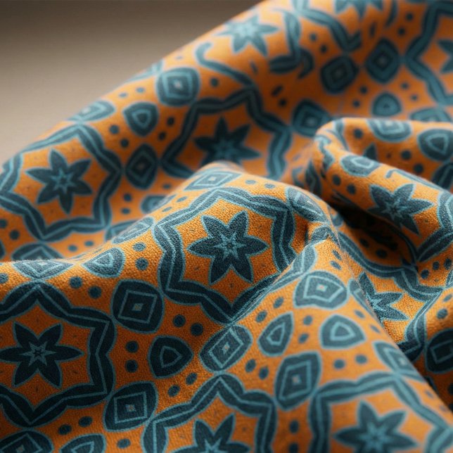Yellow & Blue Boho Stilvolles geometrisches Muster Stoff (Von Creator hochgeladen)