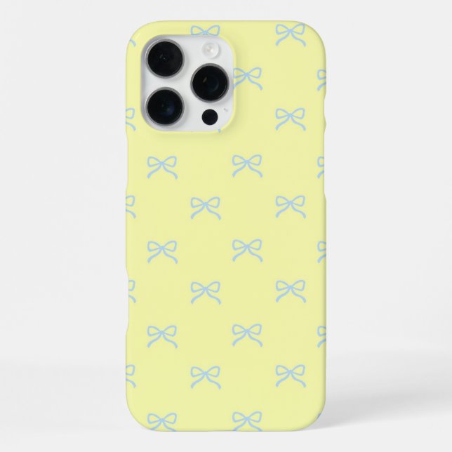 Yellow Blue Bow Pattern Coquette Girly Spring iPhone Hülle (Rückseite)