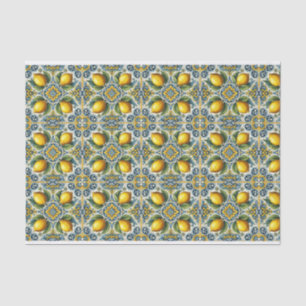 Yellow Blue Capri Lemon Mediterrane Hochzeit Seidenpapier