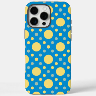 Yellow Blue Chic Retro Polka Dot Nahtloses Muster iPhone 16 Pro Max Hülle