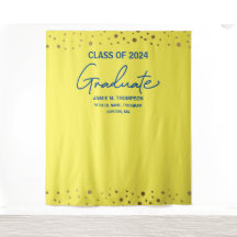 Yellow Blue Class 2024 Backdrop Abschluss