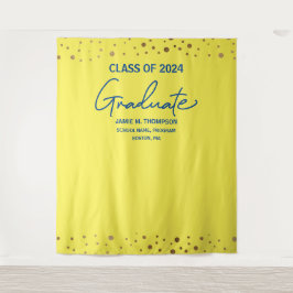 Yellow Blue Class 2024 Backdrop Abschluss Wandteppich