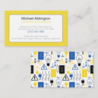 Yellow Blue Electrician Electrician Business Card Visitenkarte