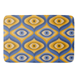 Yellow Blue Eye Art Deco Geometrisches Muster Badematte