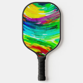 Yellow Blue Fingerpainting Pickleball Schläger