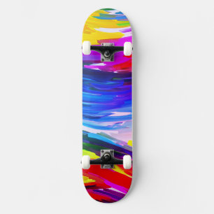 Yellow Blue Fingerpainting Skateboard