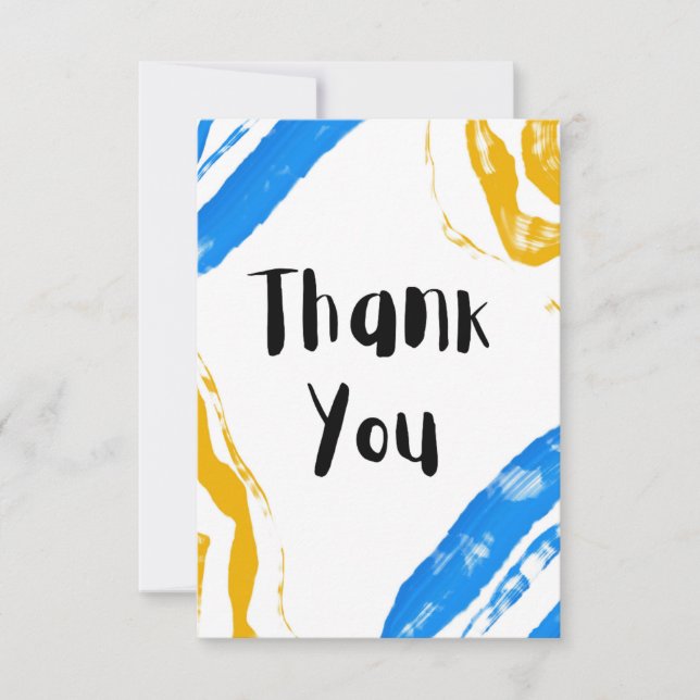 Yellow & Blue Flat Thank You Card Dankeskarte (Vorderseite)