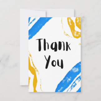Yellow & Blue Flat Thank You Card Dankeskarte