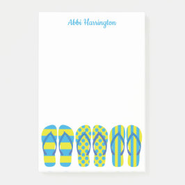 Yellow & Blue Flip Flops Postit Notepad Post-it Klebezettel