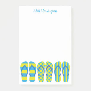 Yellow & Blue Flip Flops Postit Notepad Post-it Klebezettel