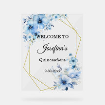 Yellow blue floral Quinceanera Welcome