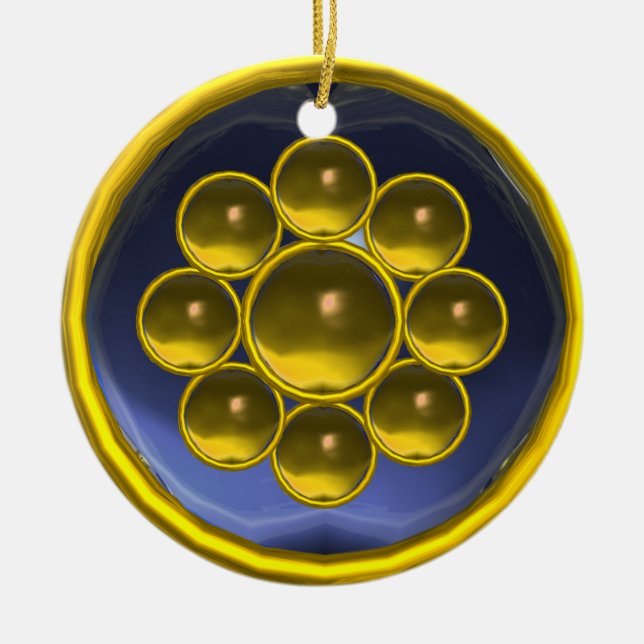 YELLOW BLUE GEMSTONE MON KERAMIK ORNAMENT (Vorne)