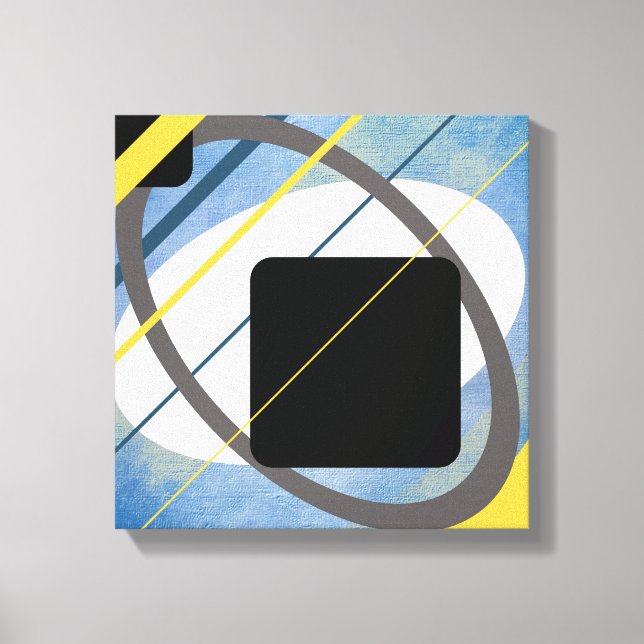 Yellow & Blue Geometric Design Wrapped Canvas Leinwanddruck (Vorderseite)