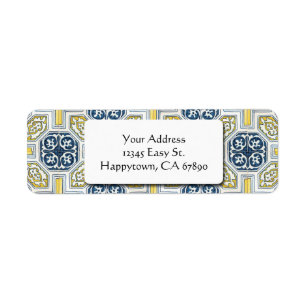 Yellow Blue Geometric Tile Custom Address Labels
