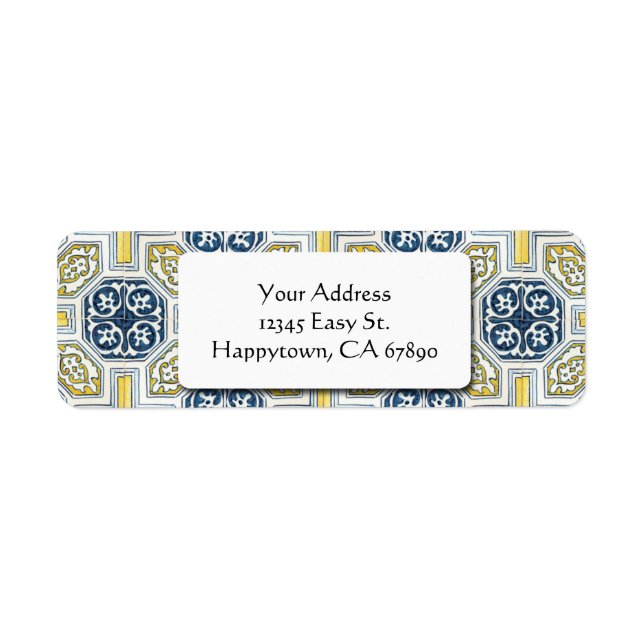 Yellow Blue Geometric Tile Custom Address Labels (Vorne)
