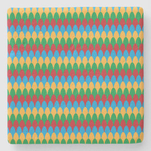 Yellow Blue Green & Red Geometric Scallops Steinuntersetzer