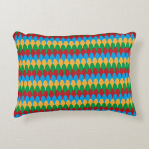 Yellow Blue Green & Red Geometric Scallops Zierkissen