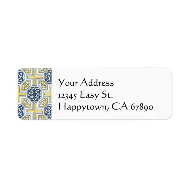 Yellow Blue Imitats Tile Custom Address Template (Vorne)