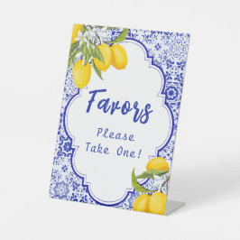 Yellow Blue Italian Lemon Brautparty Favor Sockelschild
