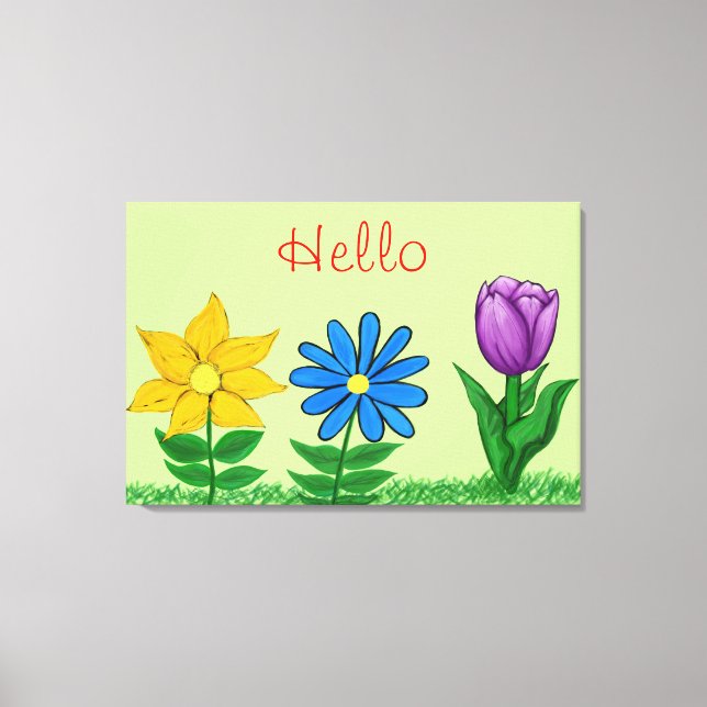 Yellow Blue Lila Floral Garden Leinwand (Vorderseite)