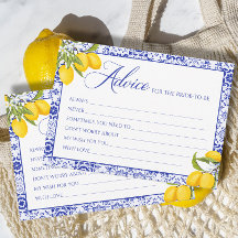 Yellow Blue Main Squeeze Brautparty Advice Card