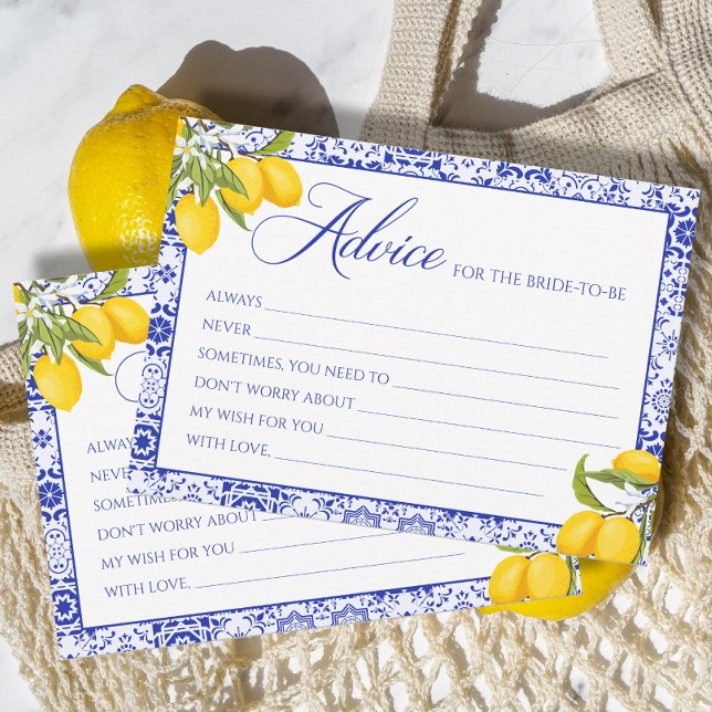 Yellow Blue Main Squeeze Brautparty Advice Card Einladung (Von Creator hochgeladen)