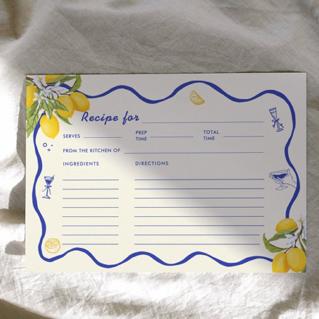 Yellow Blue Main Squeeze Brautparty Rezept Card Einladung (Von Creator hochgeladen)