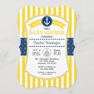 Yellow Blue Nautical Baby Dusche Einladung