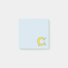 Yellow Blue Night Sky Crescent Moden Stars Prom Post-it Klebezettel