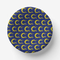 Yellow Blue Night Sky Crescent Moon Stars Abend