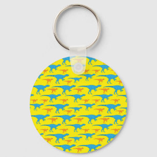 Yellow Blue Orange Dinosaur Designs Pattern Gifts Schlüsselanhänger