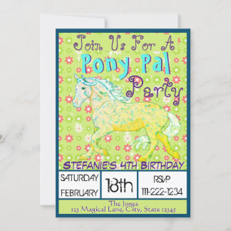 Yellow & Blue Palomino Birthday II (P&G-Blume) Einladung