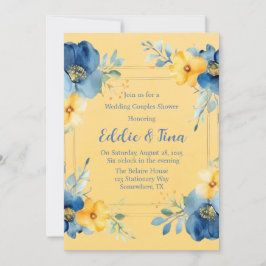 Yellow Blue Peony Wedding Couples Dusche Einladung