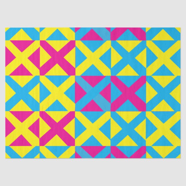 Yellow Blue Pink Square Geometrie Muster Seidenpapier (Vorderseite)