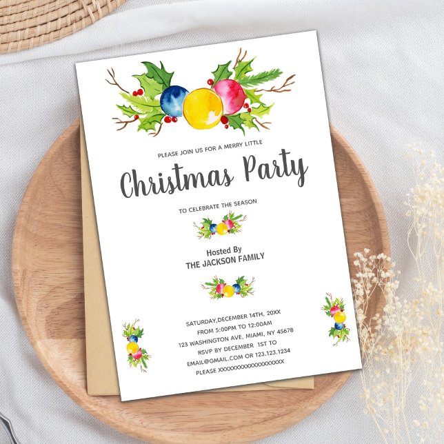 Yellow Blue Pink Weihnachts-Einladungen Einladung (Yellow Blue Pink Christmas Invitations)