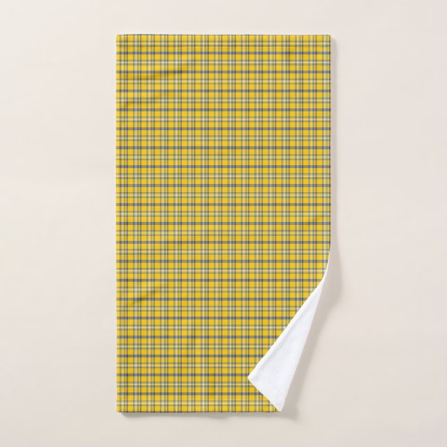 Yellow Blue Plaid Classic Pattern Retro Handtuch (Handtuch)