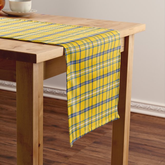 Yellow Blue Plaid Classic Pattern Table Runner Kurzer Tischläufer (Beispiel)