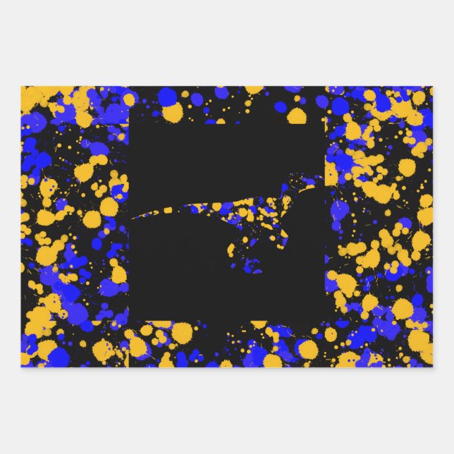 Yellow Blue Raptor Splattered Paint  Geschenkpapier Set (Vorderseite 3)