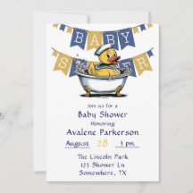 Yellow Blue Rubber Duck Boy Baby Showdusche