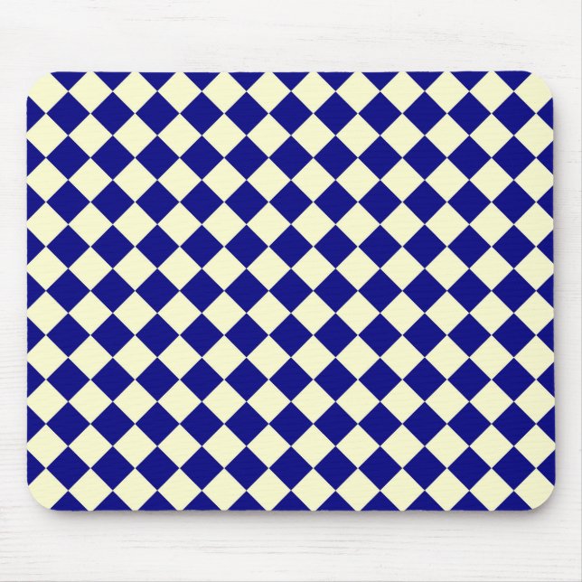 Yellow Blue Schachbrett Diamond Pattern Mousepad (Vorne)