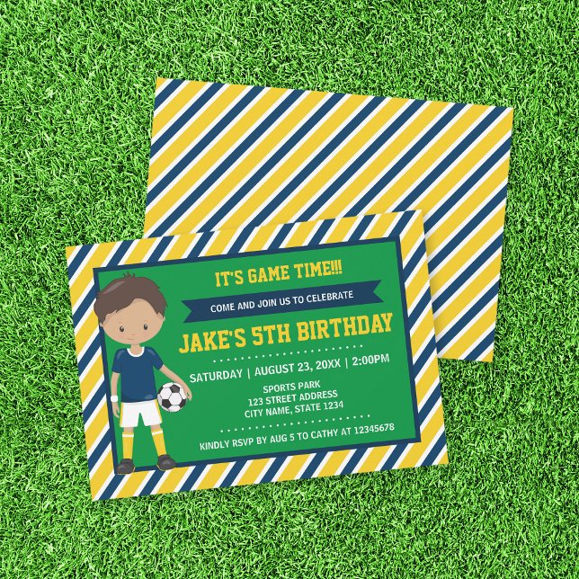 Yellow Blue Tan Football Einladung zum Geburtstag (Von Creator hochgeladen)