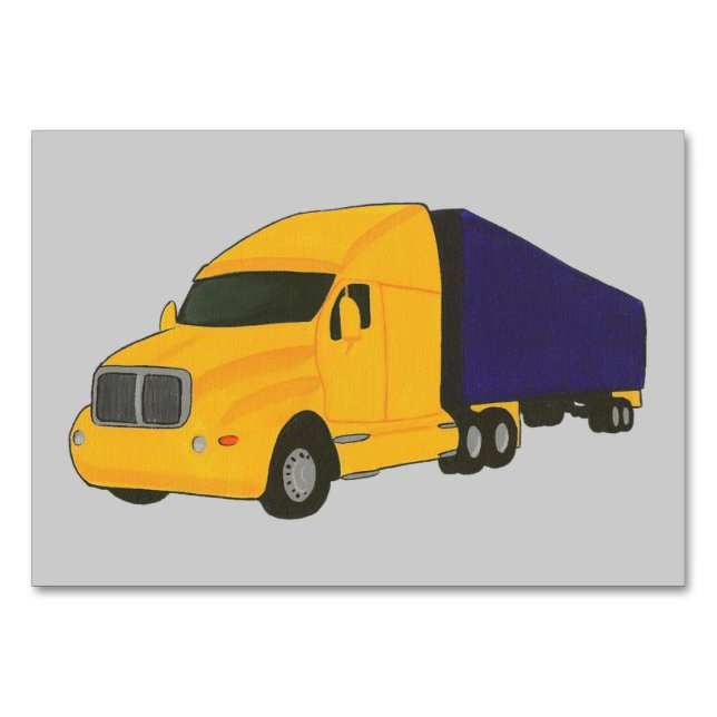 Yellow Blue Truck Reading Flashcards for Adults Tischnummer (Vorderseite)